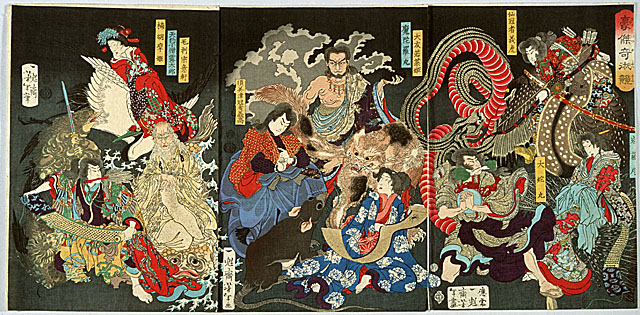 A competition among powerful magicians – seated woman in right panel
