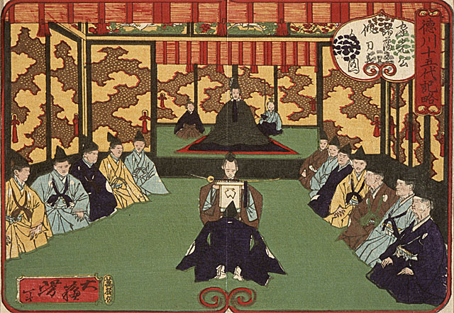 Iemitsu receiving lords in audience