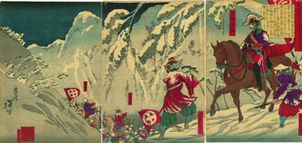 Departure from camp in the snow at Kawajiri