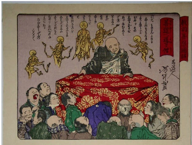 A priest who guides people in the path of virtue exhorting an audience.