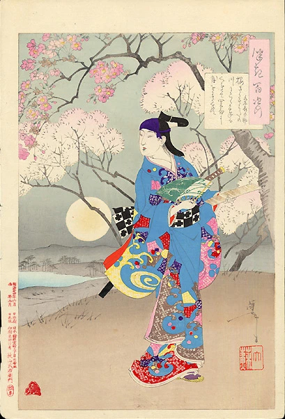 Cherry blossoms on the moonlit Sumida river