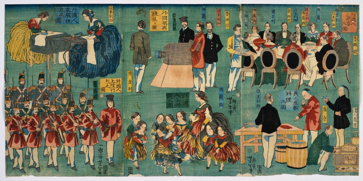 Activities of foreigners — Yoshitoshi, 1861