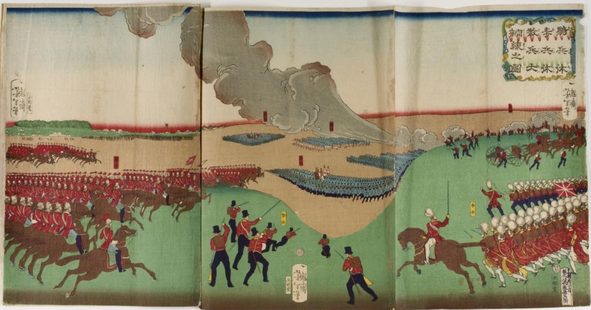 Drill of the French and English troops