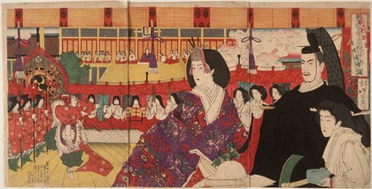 A bugaku performance at the Imperial Palace during the Doll Festival