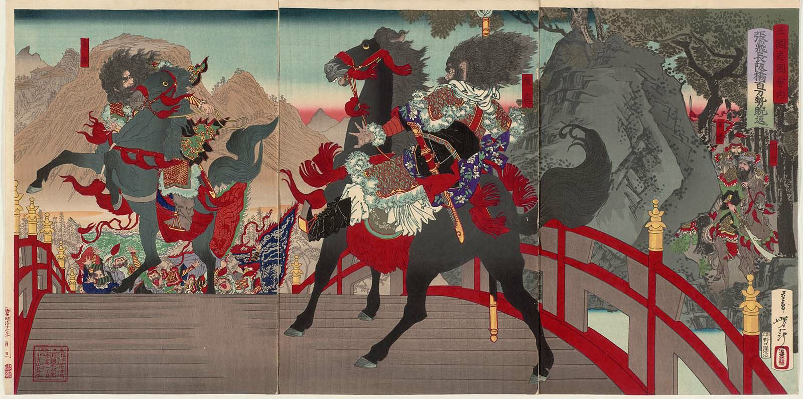 Chang Fei on Chōhan Bridge glares back at the multitude of soldiers
