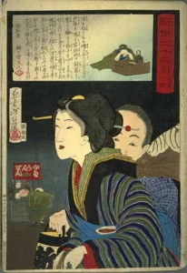 1 a.m. - Geisha and attendant by street stall.